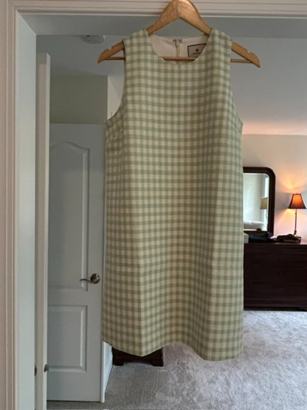 Tuckernuck Julep Gingham Sconset Dress NWT Medium Green White Shift Dress - Picture 6 of 6